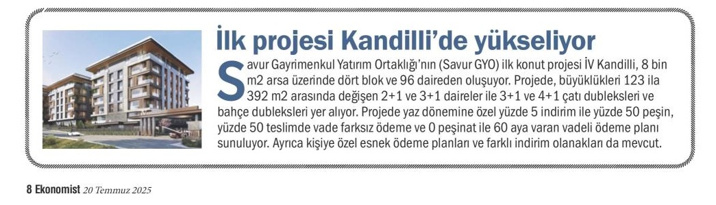 ilk projesi Kandilli'de yükseliyor