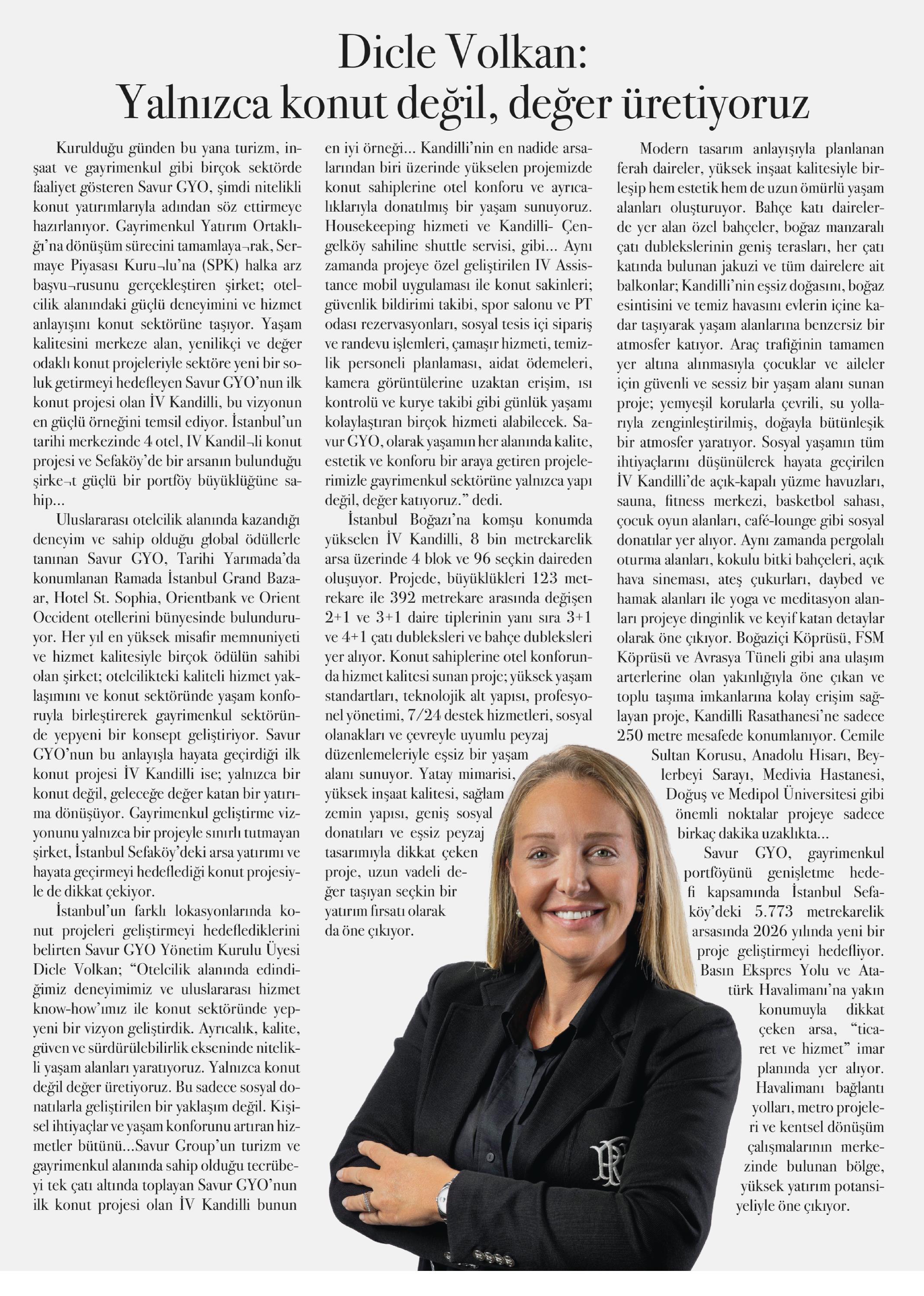 Dicle Volkan: Yalnızca konut değil, değer üretiyoruz