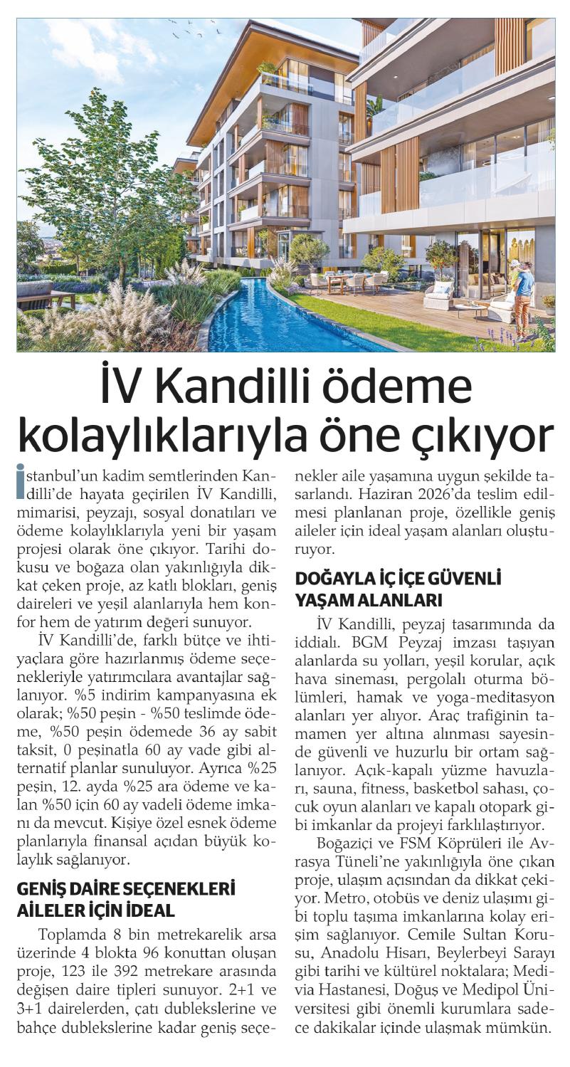 İV KANDİLLİ ÖDEME KOLAYLIKLARIYLA ÖNE ÇIKIYOR